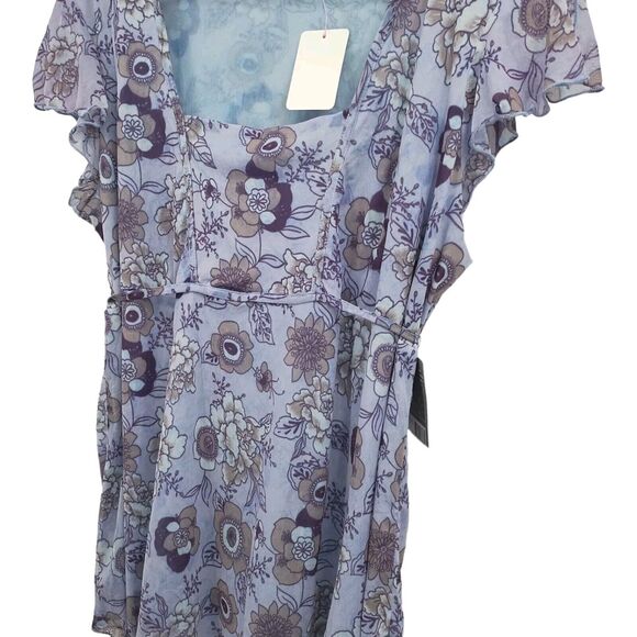Holly Robinson Peete Maternity Womens Blouse Print Floral Purple Pullover Sz XL - Picture 4 of 13